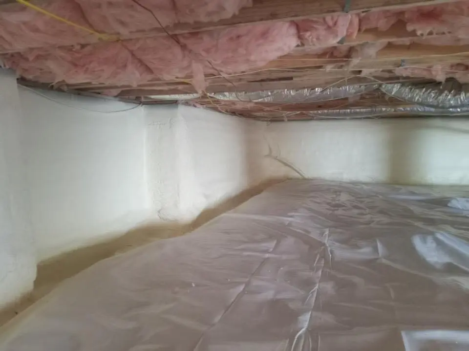 Crawl space encapsulation with closed-cell spray foam for Metal Roof Coating in Sterling
